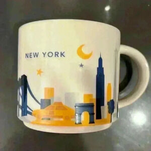 Starbucks New York You Are Here 2013 Mug White Yellow Liberty Brooklyn Bridge